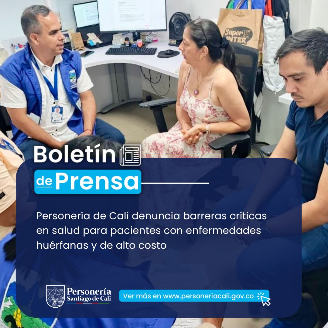 Personer&iacute;a de Cali denuncia barreras cr&iacute;ticas en salud para pacientes con enfermedades hu&eacute;rfanas y de alto costo